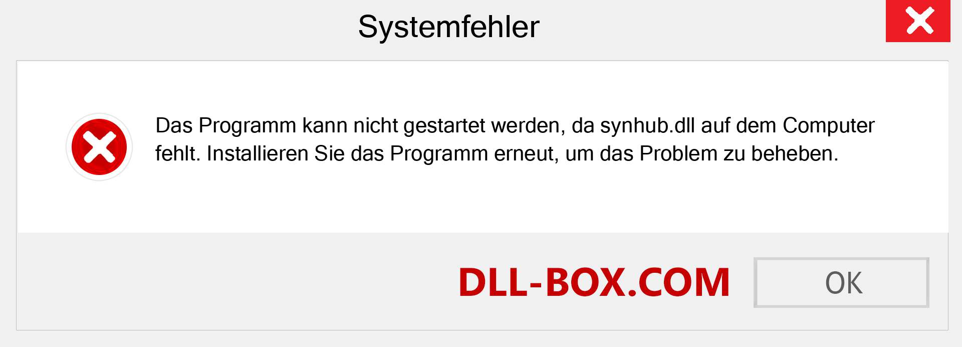 synhub.dll-Datei fehlt?. Download für Windows 7, 8, 10 - Fix synhub dll Missing Error unter Windows, Fotos, Bildern