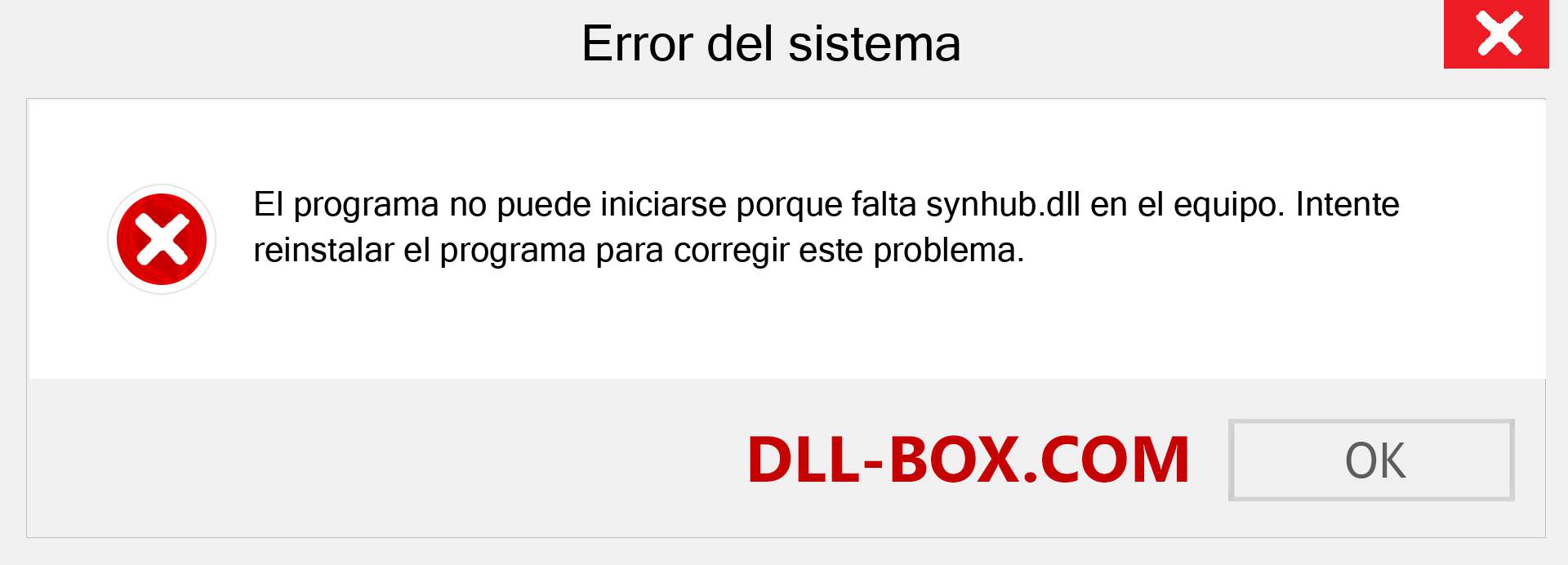 ¿Falta el archivo synhub.dll ?. Descargar para Windows 7, 8, 10 - Corregir synhub dll Missing Error en Windows, fotos, imágenes